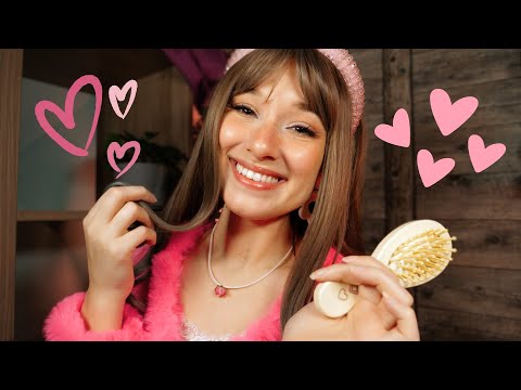 ASMR Bestie Barbie Pampers You | Personal Attention Role-Play | Wooden Toy Makeover | Hair Brushing