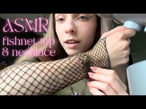 ASMR • long nails on fishnet, top and necklace 💗 (satisfying scratching)