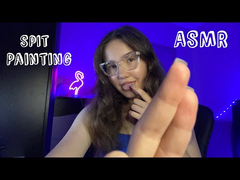Fast Aggressive Spit Painting 😍ASMR😍 Mouth sounds, Hand Movements
