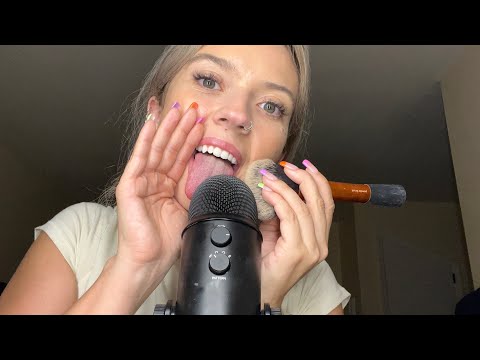 ASMR| Fast/ Aggressive Mouth Sounds & Hand Movements with Mic Brushing
