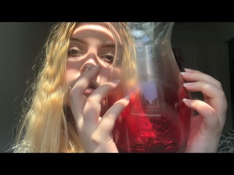 fast unpredictable asmr TINGLY glass tapping & whispered rambling