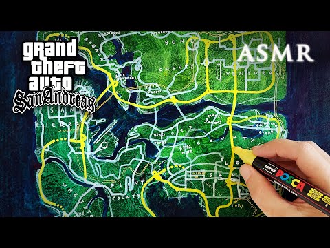 ASMR Drawing GTA San Andreas Map | 2 hours