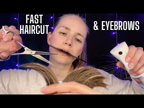 ASMR Fast & Aggressive Haircut & Doing Your Eyebrows