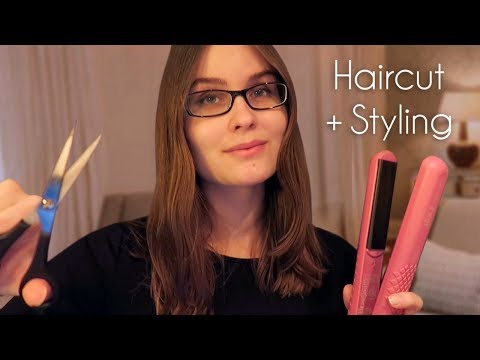 ASMR Haircut and Styling Roleplay | Hair Brushing, Spraying, Scissors, Styling
