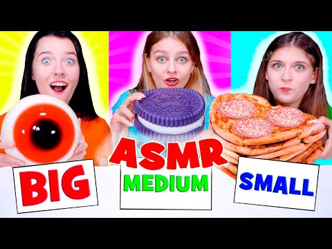 ASMR Gummy Food VS Real Food Big, Medium and Small Mukbang Challenge