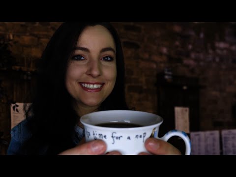 Cozy Cafe ASMR | Rained in at the coffee shop (rain, coffee, books)
