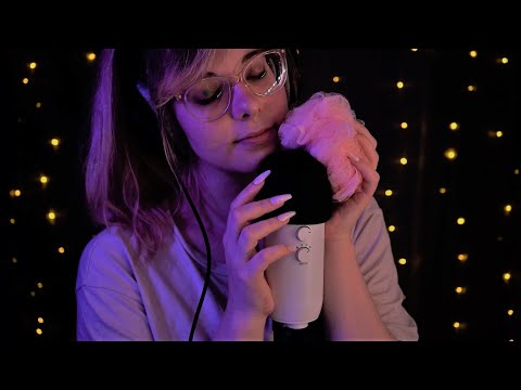 ASMR | most gentle Mic Scratching, Breathy Whispering, Loofah & Rain Sounds