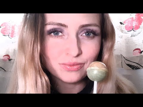 ASMR| sucking lollipop,  eating sounds,  licking lollipop, whispering