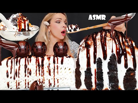 CHOCOLATE CAKE & ICE CREAM (ASMR, Mukbang, Eating Sounds) Milk With ChocoCake | Oli ASMR