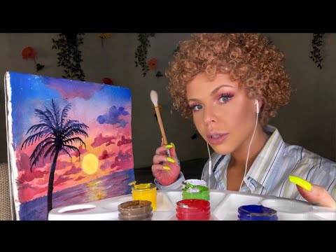 ASMR BOB ROSS PAINTING TUTORIAL ON AN EDIBLE CANVAS ONLY USING EDIBLE PAINTS (ROLEPLAY)