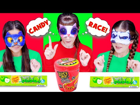 ASMR CANDY RACE GREEN AND RED SOUR CANDY | EATING SOUNDS LILIBU