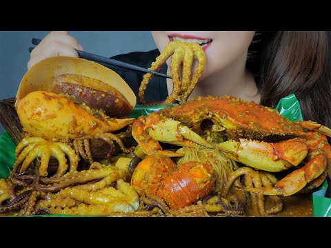 ASMR COOKING SEAFOOD WITH FIVE SPICE SAUCE(OCTOPUS LOBSTER DUNGENESS CRAB MELO MELO SNAIL)|LINH-ASMR