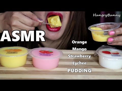 ASMR 푸딩 Strawberry, Mango, Lychee, Orange Pudding Eating Sounds