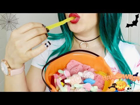 ASMR: Halloween Candy Eating Mouth Sound With Gentle Whispering