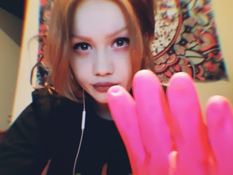 ASMR Face Massage | Pink Gloves | A Bit Of Chewing Gum