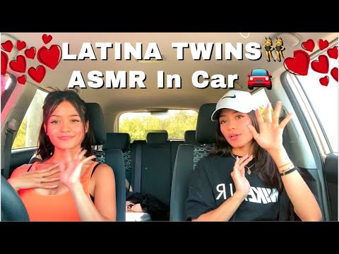 Latina Twins ASMR In The Car | ASMR In Car 👯 🚘 | Car Tapping Relaxing Sounds