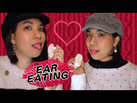 ASMR TWIN EAR EATING & Tongue Fluttering (No Talking) 😝🔥 [DIY Ear Mic]