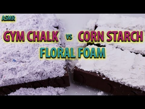 ASMR Corn Starch vs Gym Chalk Covered Floral Foam Crushing - Satisfying Floral Foam ASMR
