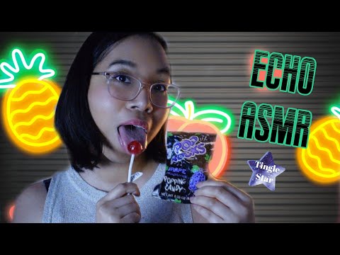 ASMR EATING CANDY (Pop Rocks, Lollipop, Bubblegum) w/ UNPREDICTABLE ECHOES 🍬🍭 [Ear to Ear]