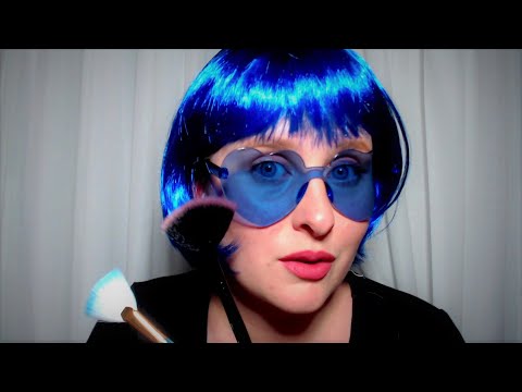 Brushing your face with fan brushes - visual ASMR for sleep and relaxation