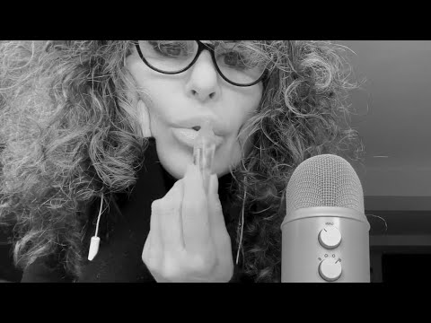 ASMR sticky mouth sounds - spoolies and a lot of lipgloss - mic licking and blowing