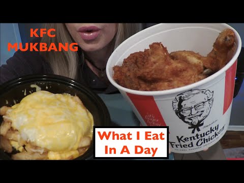 ASMR KFC Mukbang & WHAT I EAT IN A DAY | Fried Chicken Bucket & Smashed Potato Bowl #whatieatinaday