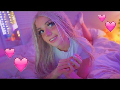 GIRLFRIEND SLEEP OVER ASMR | ROLE PLAY | PERSONAL ATTENTION | FACE TOUCH | MASSAGE | READING | BED