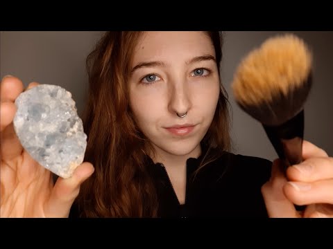 ASMR personal attention | face brushing & calming crystals for relaxation