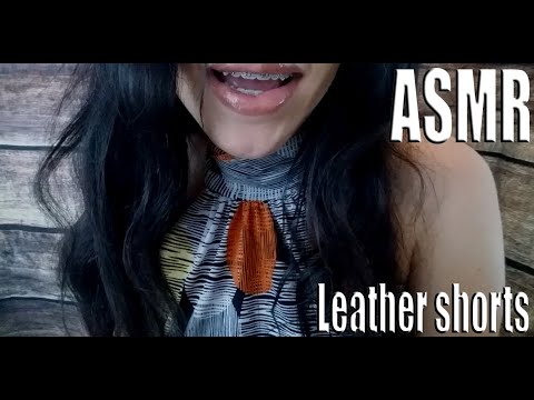 {ASMR} leather shorts tapping, scratching