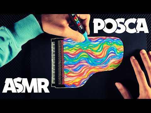 ASMR 🖊️Posca Markers Review 🌈Drawing a Colorful Piano 🎹