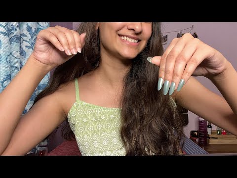 Trying ASMR with Long nails for the first time | ASMR tapping & scratching with LONG nails(rambling)