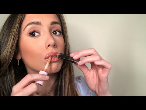 ASMR APPLYING 100 LAYERS OF LIP GLOSS (mouth sounds, counting, lip gloss sounds)