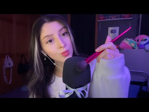 ASMR RELAX & REST noWww🤍🫧🪄 brushing & tapping on mic, whispers, book sounds, & more :)