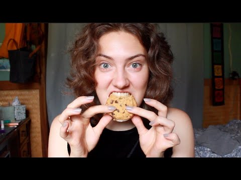 ASMR Eating Chocolate Chip Cream Cookie Sandwiches | Crinkly Plastic (No Talking)