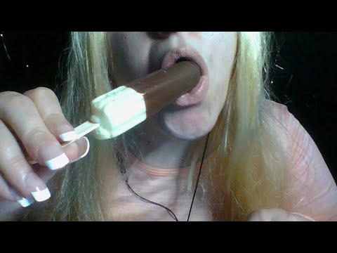 ASMR Sucking Banana Chocolate Popsicle