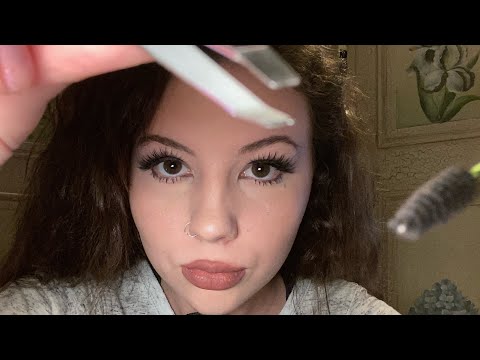 ASMR Doing Your Eyebrows Roleplay (Plucking,Spoolie,Concealer, Eye contact)
