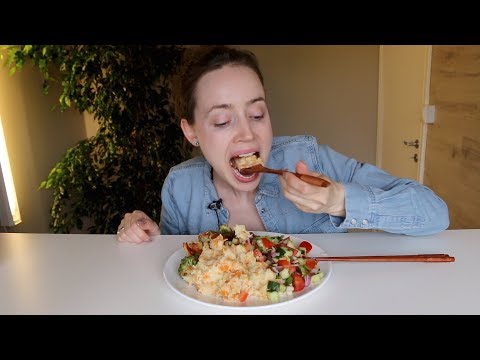 ASMR Whisper Eating Sounds | Mashed Potatoes, Curry Wok & Salad