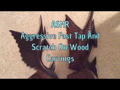ASMR Aggressive Fast Tap And Scratch On Wood Carvings(No Talking After Intro)