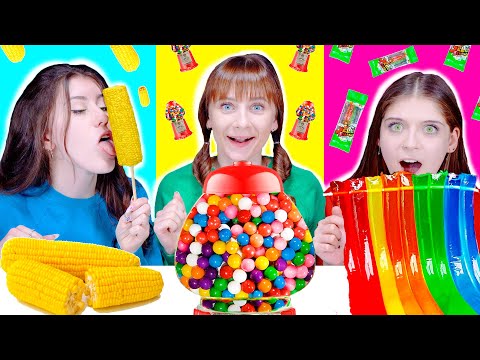 ASMR Bubble Gum VS Real Food VS Jelly Food Challenge By LiLiBu