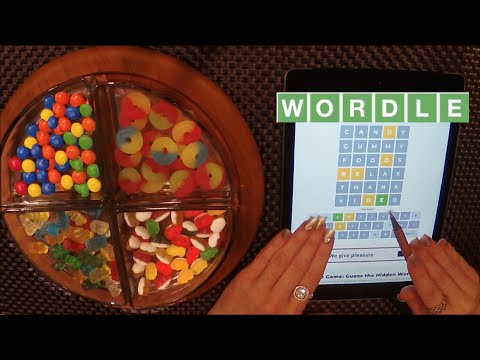 ASMR WORDLE & Gummy Candy Eating | Whispered iPad Video