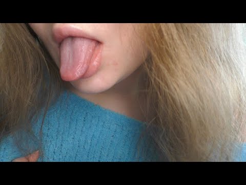 ASMR wet lens licking tongue out