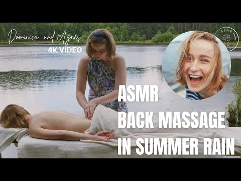 ASMR back massage therapy at rain video with Dominika and Agnes