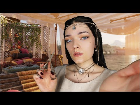 Egyptian Servant cuts your Hair 🐪👸🏻 Queen Cleopatra ASMR Roleplay (hair cutting & touching)