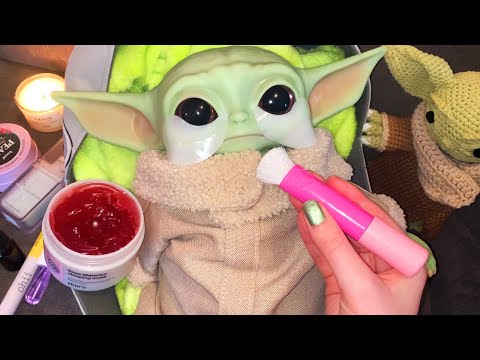 ASMR Baby Yoda Night Time Routine (Whispered Skincare)