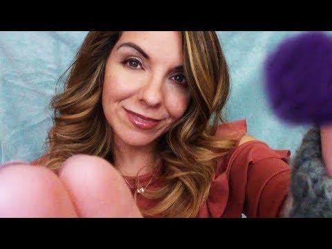 ASMR Face Touching and massage, brushes and hand sounds
