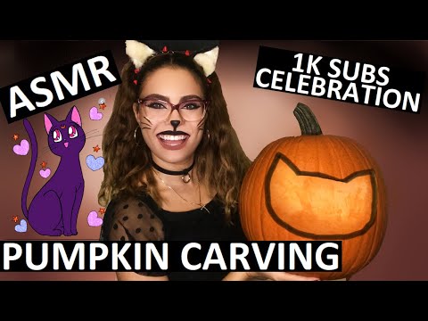 CARVING A PUMPKIN ~1K Subs Celebration~ ASMR Assorted Triggers