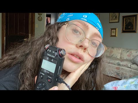 ASMR tascam wet mouth sounds, breaths, and soft hand movements (inaudible whispering) (breathing)