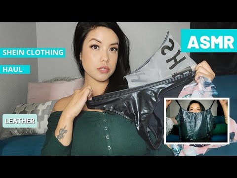 ASMR| SHEIN Leather Clothing Haul Leather Sounds Crinkly Packaging Soft Spoken