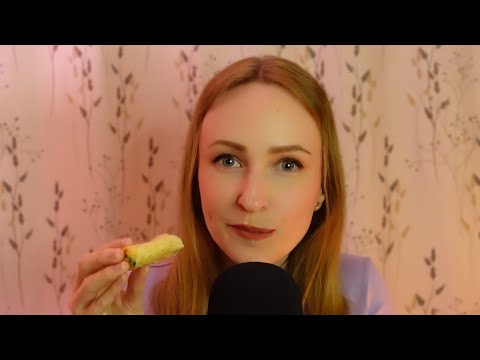 ASMR | Eating Crunchy Spring rolls & Chewy Mochi ice cream💕 (Soft Spoken, Mouth sounds) Plant based💕