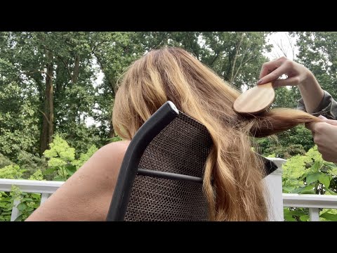 1 Hour ASMR Hair Brushing Outside in The Garden 🪴 (No Talking)